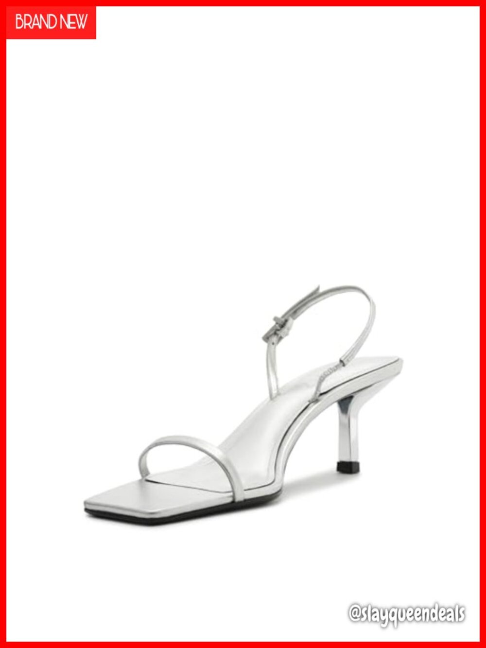 Judith Slingback Kitten Heel Sandal Leather Square Toe Party